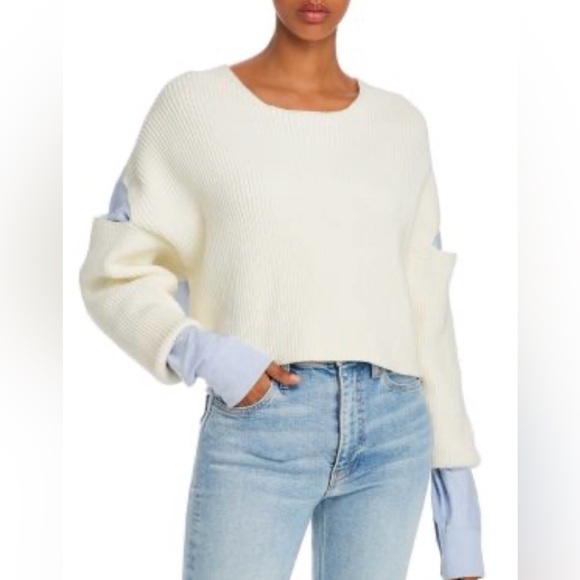 Alexander Wang Tops - Alexander Wang Cream Ribbed Cropped Women’s Sweater